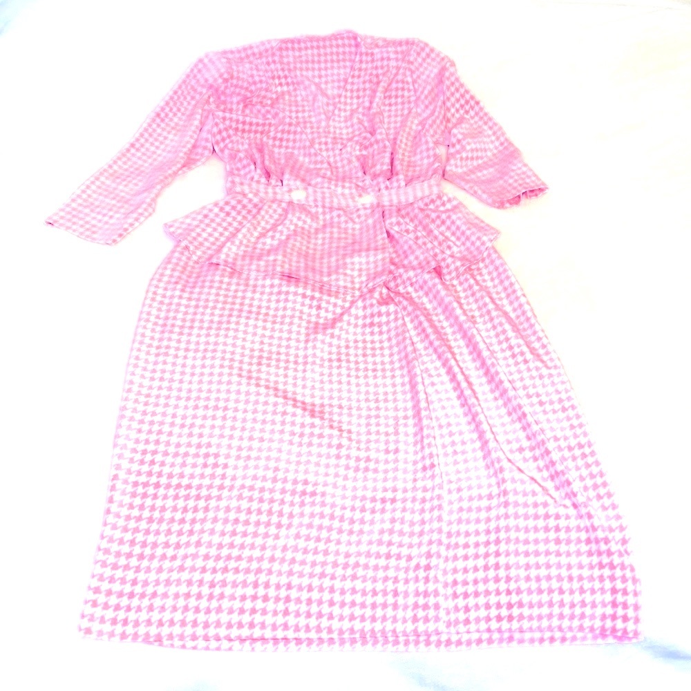 Vintage handmade pretty pink checkered cottage core dress